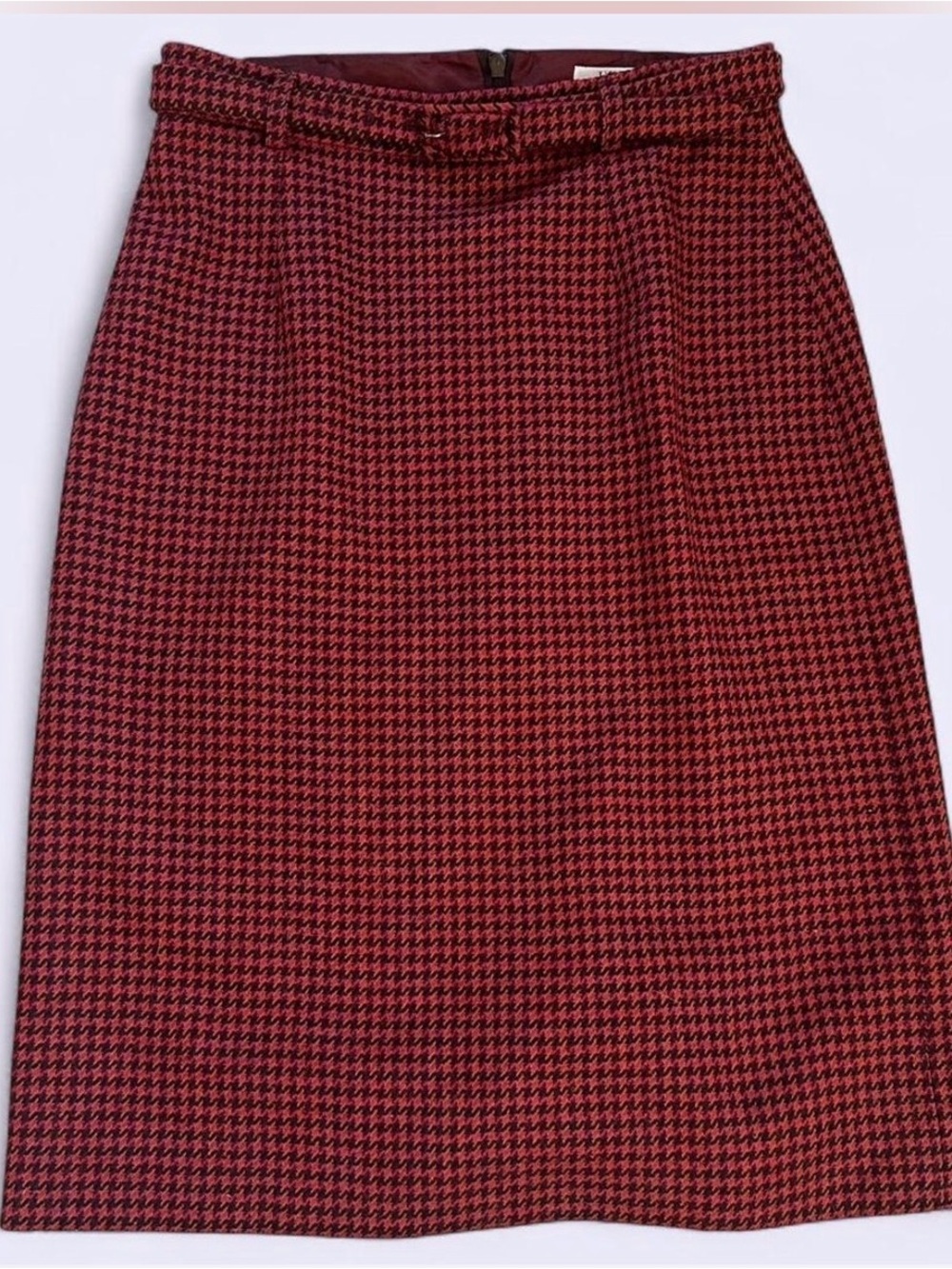 Classic Red Houndstooth Pencil Skirt - LK Bennett